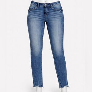 BKE Victoria Universal Fit Mid Rise Skinny Jeans Raw Hem Stretch Denim Size 25